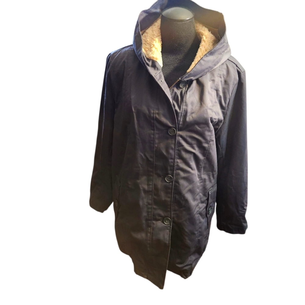 Woman Within Gray Canvas Fleece Lined  Winter Coat 24W